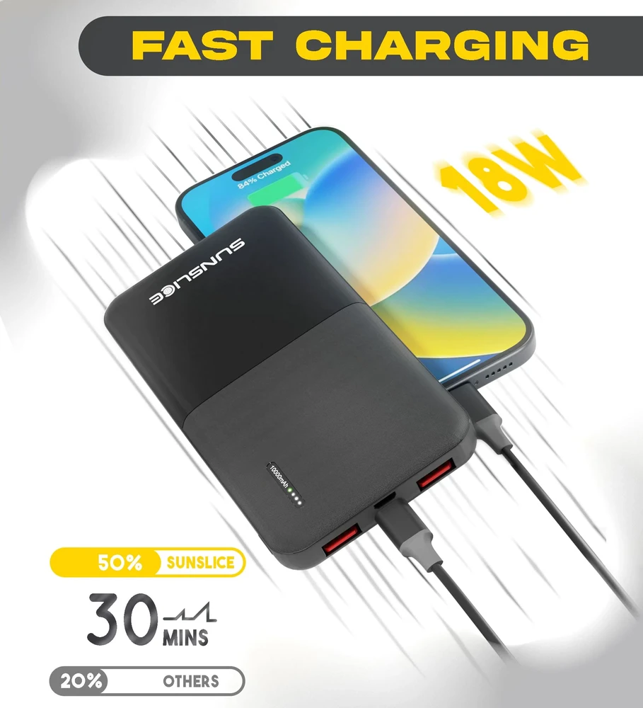 SunSlice Gravity 10'000 mAh Power bank akumuliatorius