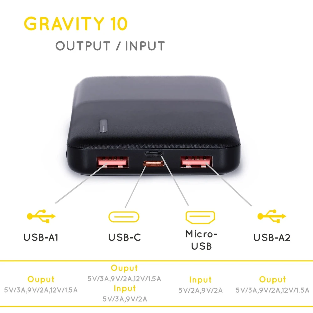 SunSlice Gravity 10'000 mAh Power bank akumuliatorius