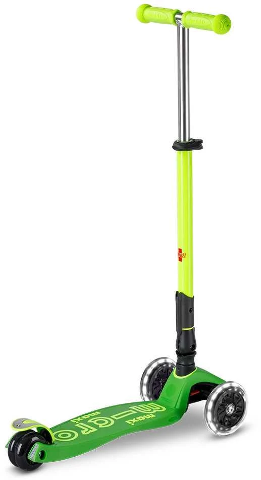 Šveicarija Maxi Micro deluxe foldable led parrot žalias paspirtukas