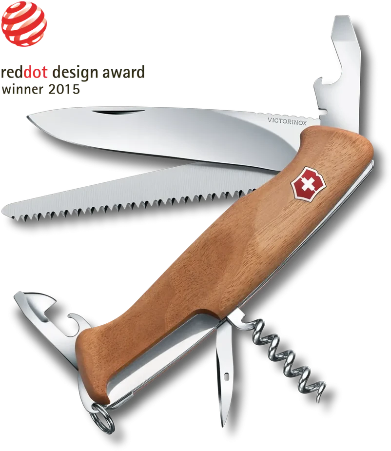Šveicarija Victorinox Ranger 55 Wood kišeninis peilis su riešutmedžio kriaunomis