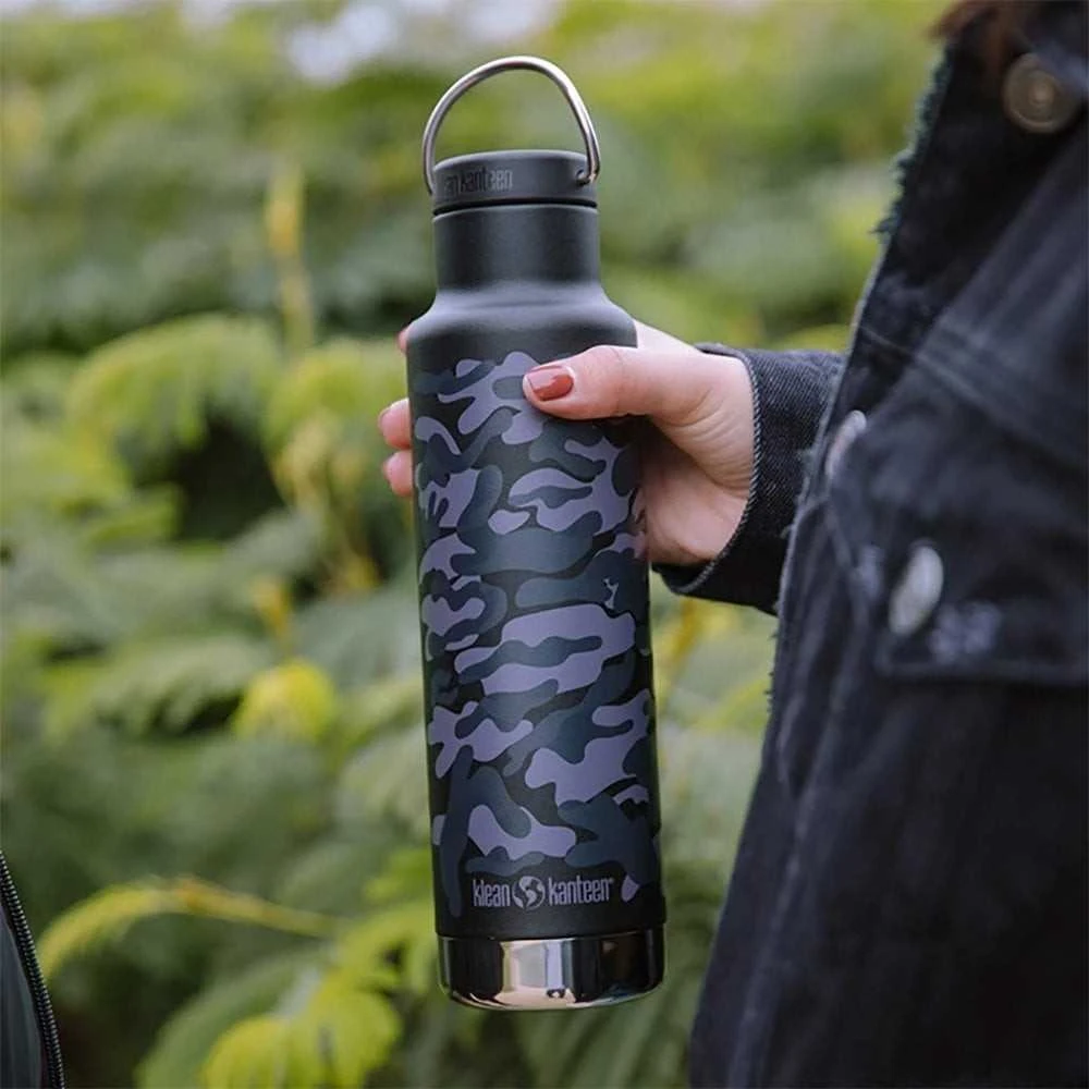 JAV Termosinė gertuvė Klean Kanteen Insulated Classic Loop Cap 592ml juodas camo