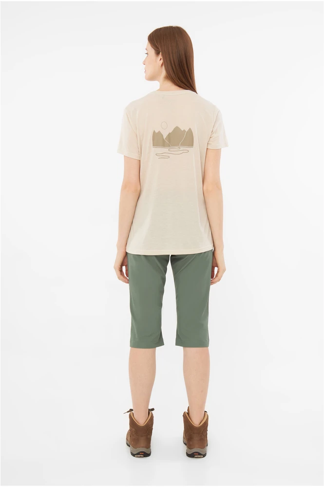 Viking Morain Bamboo Lady moteriški bambukiniai marškinėliai rusvai gelsvas - XS