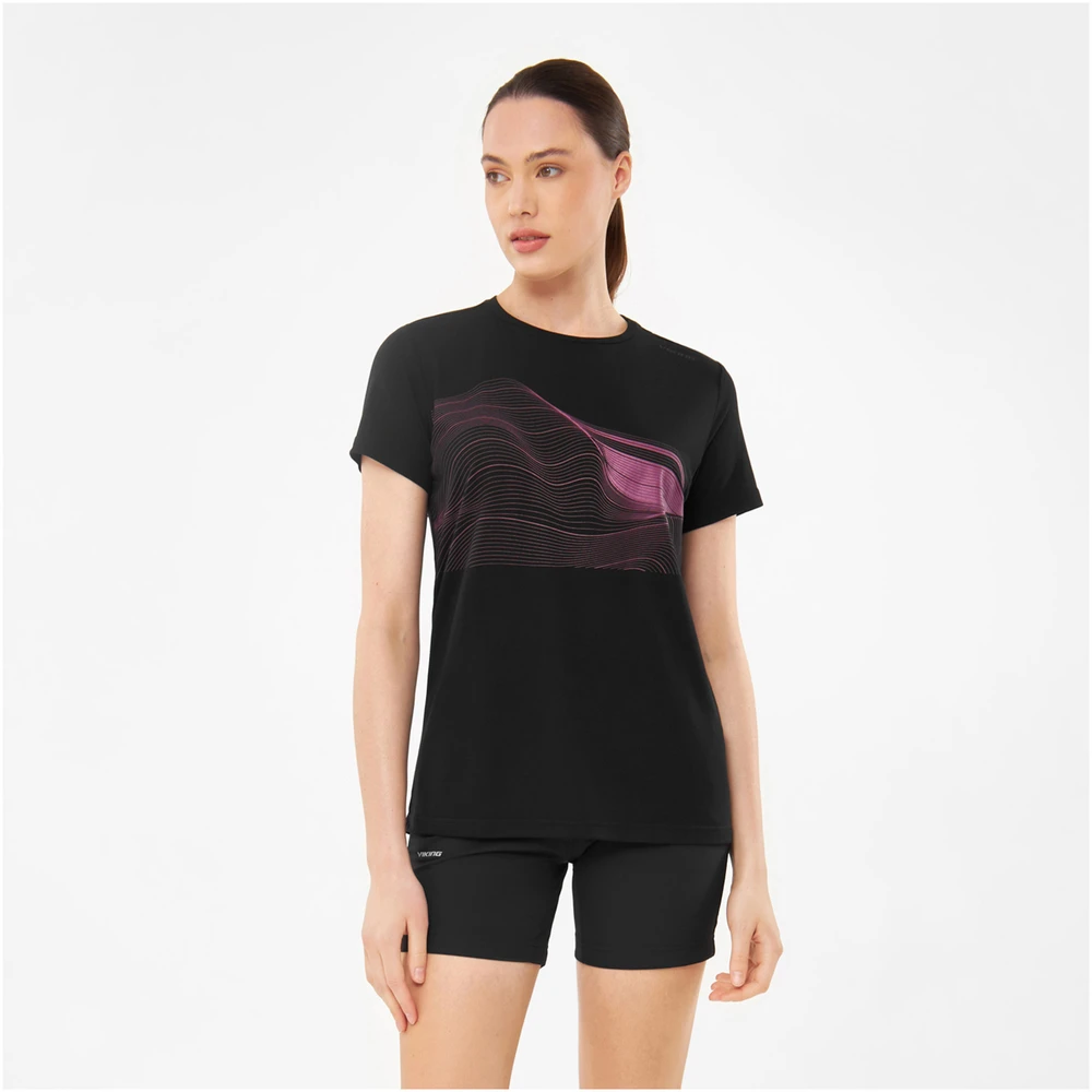 Viking Morain Bamboo Lady moteriški bambukiniai marškinėliai Juodas - XS