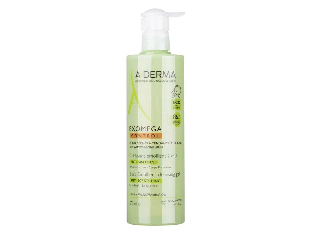A-Derma Exomega Control Emolient 2in1 valomasis gelis kūnui ir plaukams, 500 ml