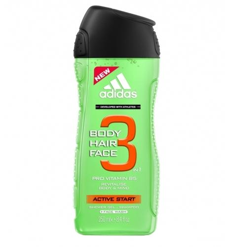 Adidas Active Start 3 viename vyriškas dušo želė 400 ml