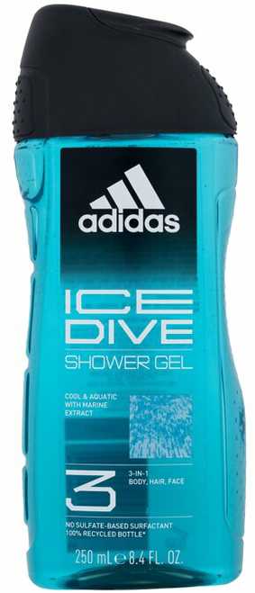 Adidas Ice Dive Dušo želė 3-In-1 Dušo želė vyrams, 250 ml
