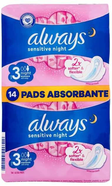 Higieniniai paketai ALWAYS Ultra Sensitive Night, 14 vnt.