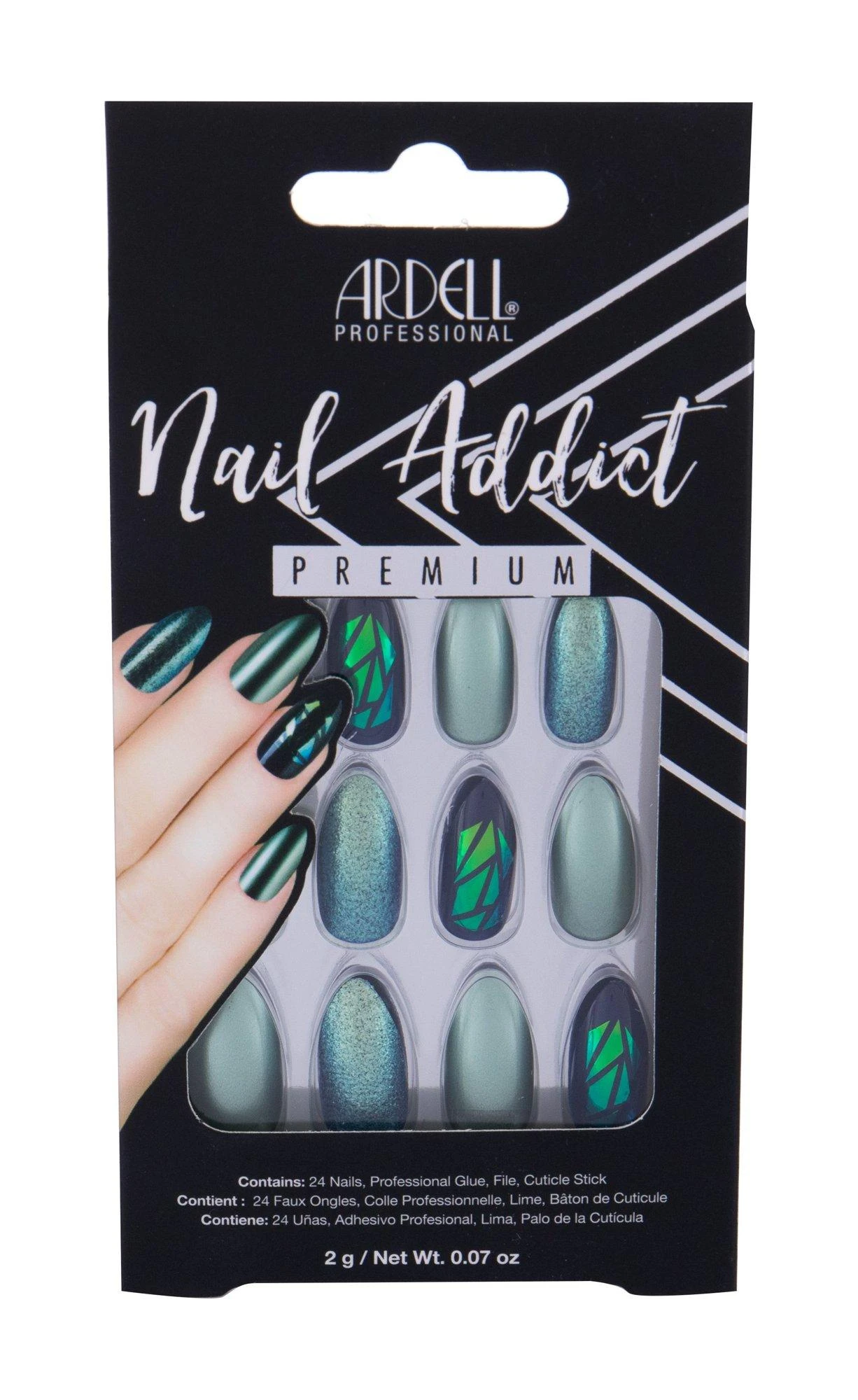 "Ardell Nail Addict" žaliai blizgantys "Chrome" dirbtiniai nagai