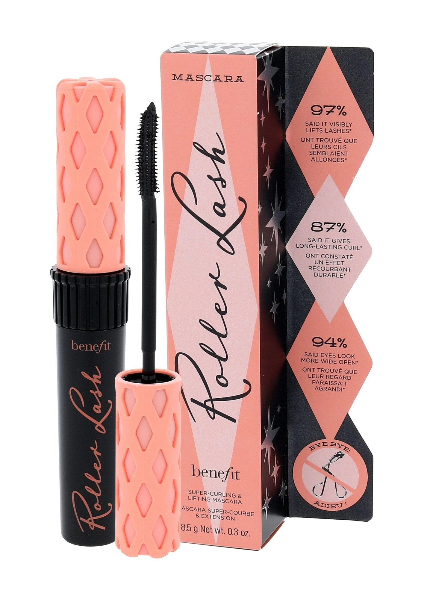Benefit Roller Lash Curling Blakstienų tušas riečiamasis blakstienų tušas, atspalvis: Juodas, 8.5 g