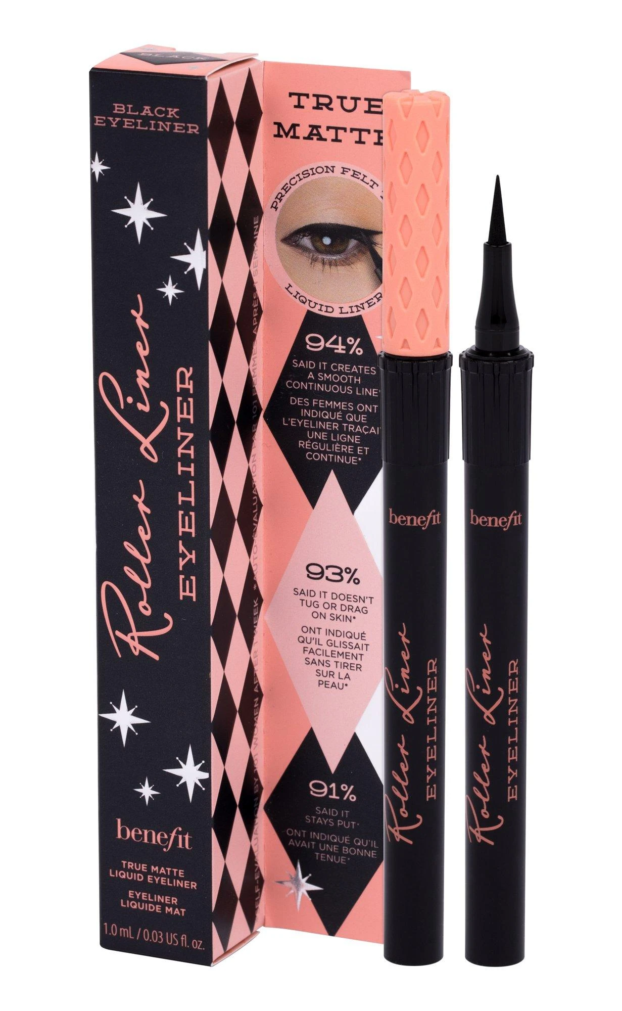 Benefit Roller Liner True Matte Liquid Akių apvadas skystas akių apvadas, atspalvis: Juodas, 1 ml