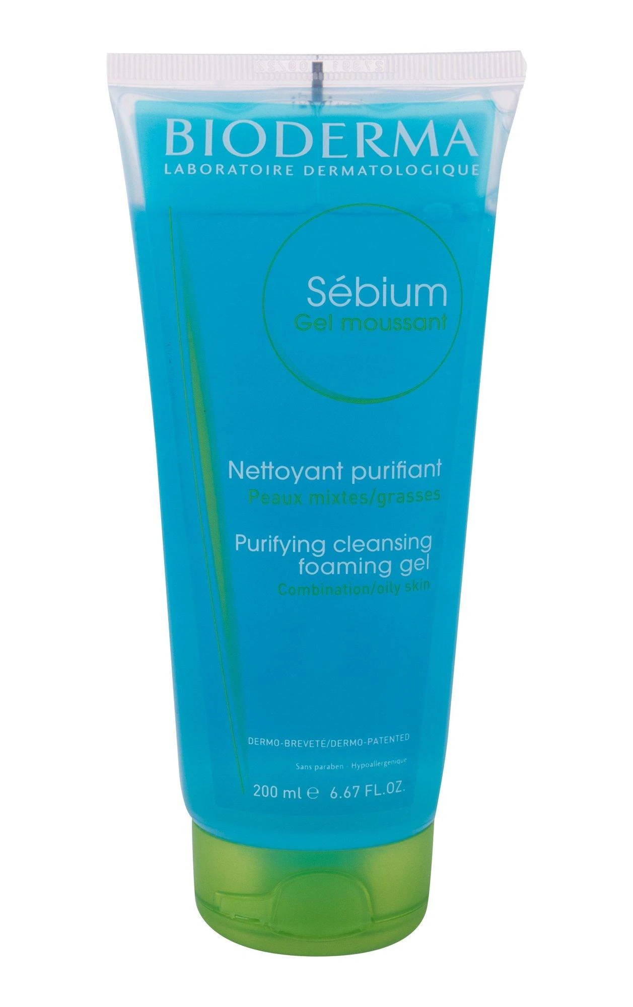 BIODERMA švelnus riebios ir mišrios odos gelinis prausiklis SEBIUM GEL MOUSSANT, 200 ml