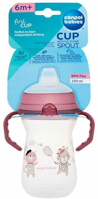 Canpol babies gertuvė su silikoniniu snapeliu FirstCup 250ml BONJOUR PARIS (56/613_pin)