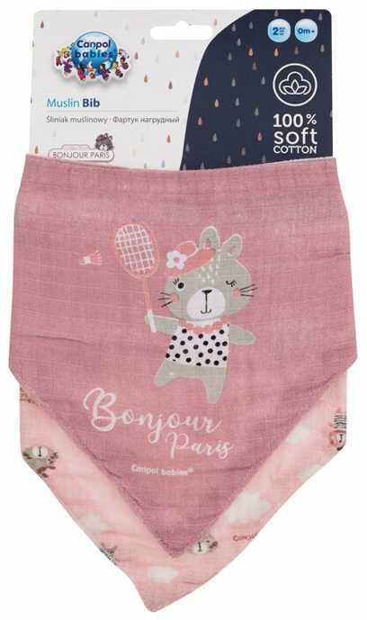 Canpolbabies CANPOL BABIES pirmasis muslino seilinukas BONJOUR PARIS, 0m+, 2 vnt., pink, 26/900_pin