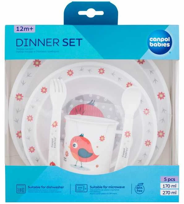 CANPOL BABIES plastikinių indų ir įrankių rinkinys Paukščiukas 5 d. 4/401
