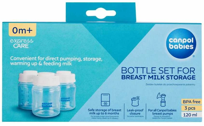 Canpolbabies CANPOL BABIES buteliukų rinkinys pieno laikymui, 3x120ml, 0M+, 35/235