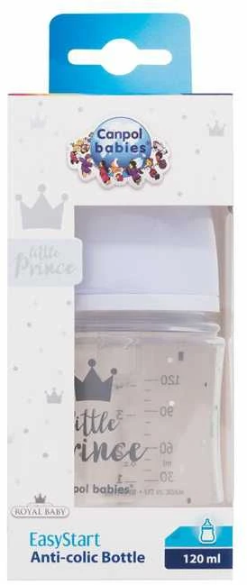 Canpolbabies CANPOL BABIES plataus kaklelio buteliukas EASYSTART ROYAL BABY, 120 ml, 35/233_blu