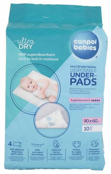 CANPOL BABIES vienkartiniai paklotai 60x90cm 10 vnt 78/002