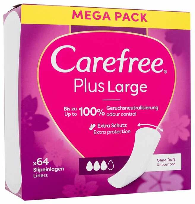 CAREFREE_Plus dideli lengvai kvepiantys įklotai, 64 vnt.