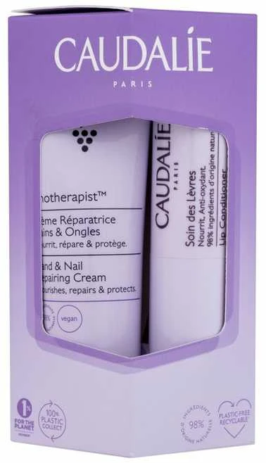 Caudalie Vinotherapist Hand and Nail Repair Kreminis 30 ml + Lip Care 4.5 g rankų kremo ir lūpų balzamo rinkinys