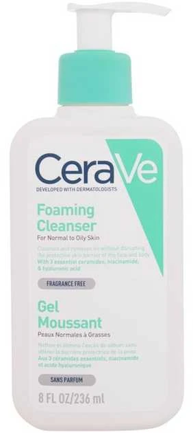 Putojantis veido ir kūno prausiklis normaliai ir riebiai odai Cerave Foaming Cleansing Gel, 236 ml