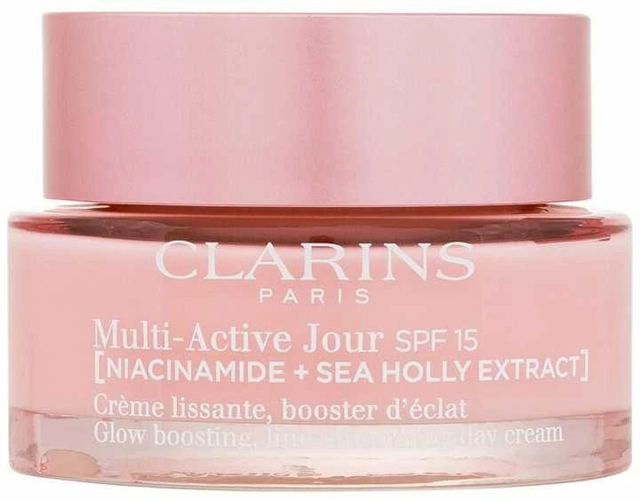 „Clarins Multi-Active Jour SPF15 Day“ visiems odos tipams [niacinamidas ir jūros bugienio ekstraktas], 50 ml
