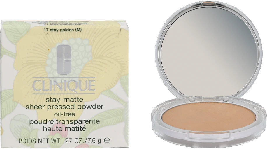 „Clinique Stay-Matte Sheer“ presuota pudra, #17 „Stay Golden“, 7,6 g