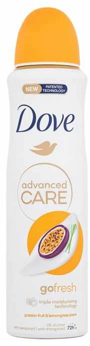 Dove antiperspirantas su oranžiniu dangteliu ir pasifloros piešiniu