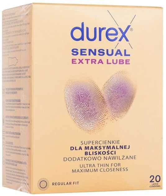 Durex Sensual Extra Lube prezervatyvai su papildomu lubrikantu 20 vnt