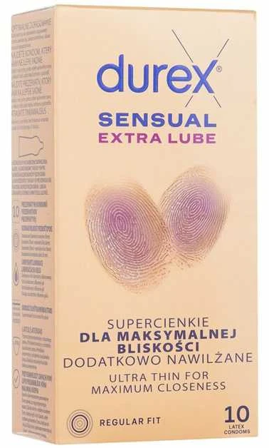 Durex Sensual Extra Lube prezervatyvai su papildomu lubrikantu 10 vnt