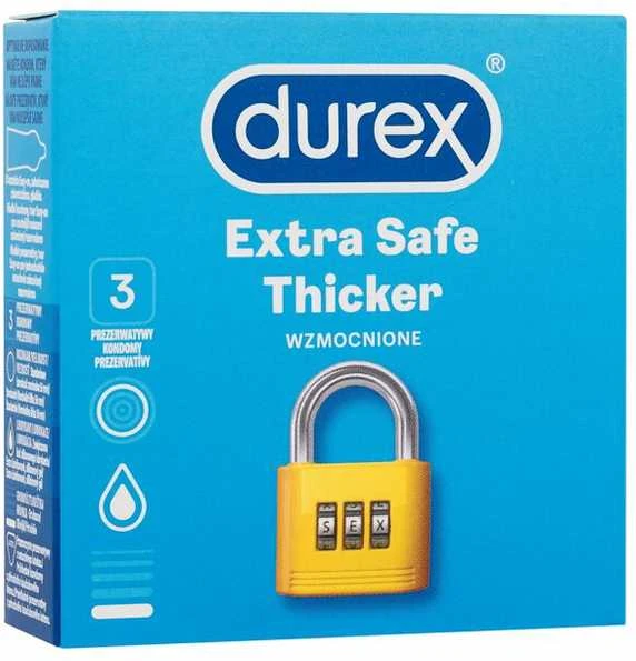 Prezervatyvai Durex Extra Safe 3 vnt, storesni, drėkinti