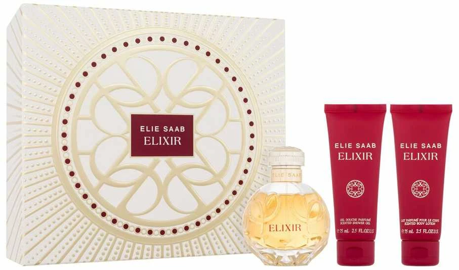 Elie Saab Eliksyras rinkinys moterims (EDP, 100 ml + kūno losjonas, 75 ml + dušo želė, 75 ml)