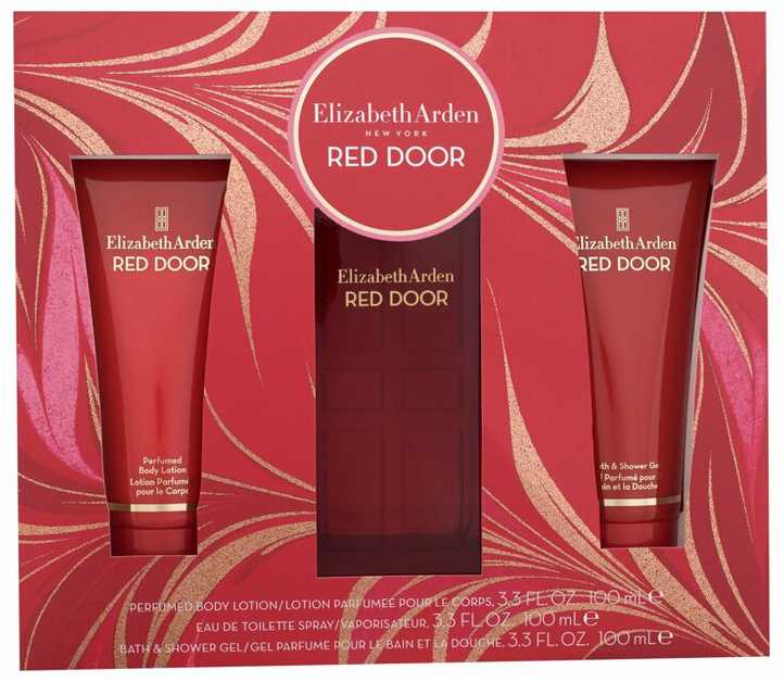 Elizabeth Arden Raudona Door EDT rinkinys moterims (EDT 100ml + 100ml Body lotion + 100ml Dušo želė)