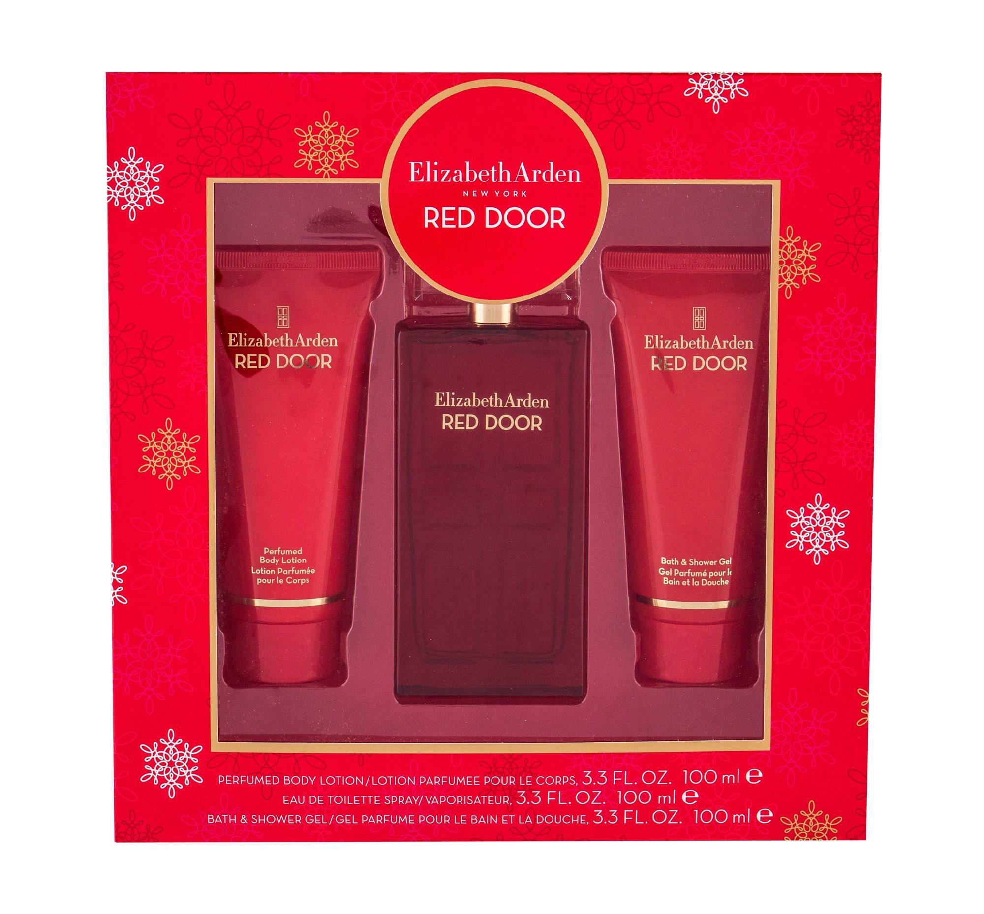 Elizabeth Arden Raudona Door EDT rinkinys moterims (EDT 100ml + 100ml Body lotion + 100ml Dušo želė)