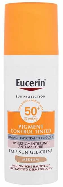 Eucerin Apsauga nuo saulės Pigment Control Tinted SPF50+ Gel-Creme apsauginis kremas nuo saulės, Medium, 50 ml