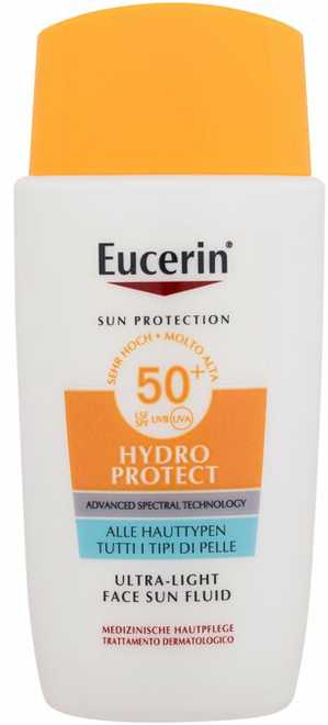 Eucerin Sun Hydro Protect Face Sun Care Ultra Light Fluid SPF 50+ veido fluidas nuo saulės atsparus vandeniui, 50 ml