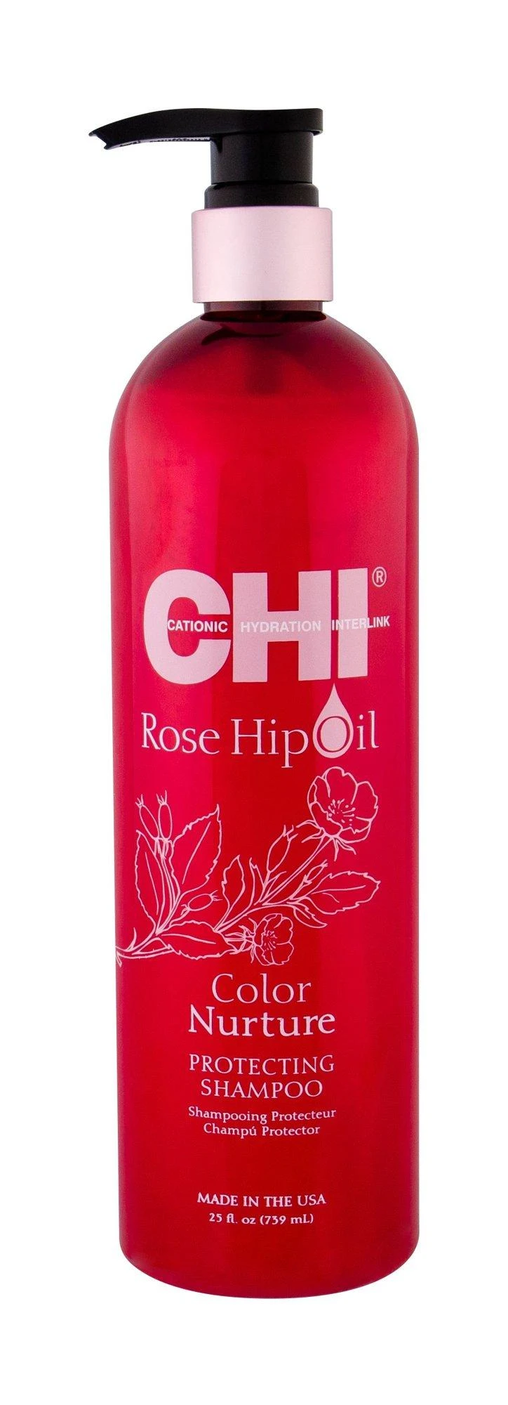 Farouk Systems CHI Rose Hip Oil šampūnas dažytiems plaukams su erškėtuogių aliejumi, 739 ml