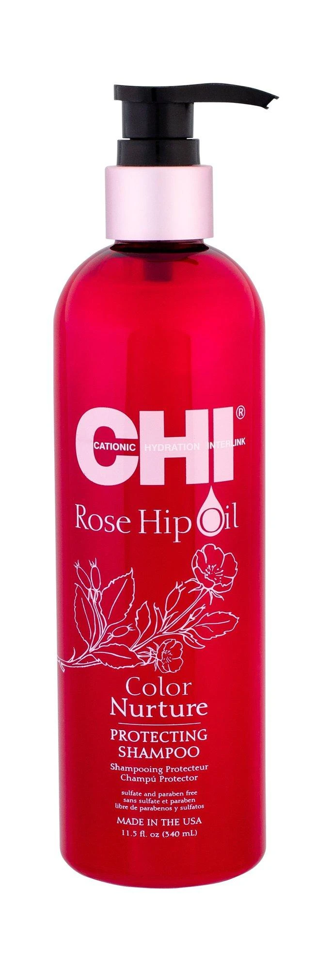 Farouk Systems Dažytų plaukų šampūnas CHI Rose Hip Oil Šampūnas 340ml
