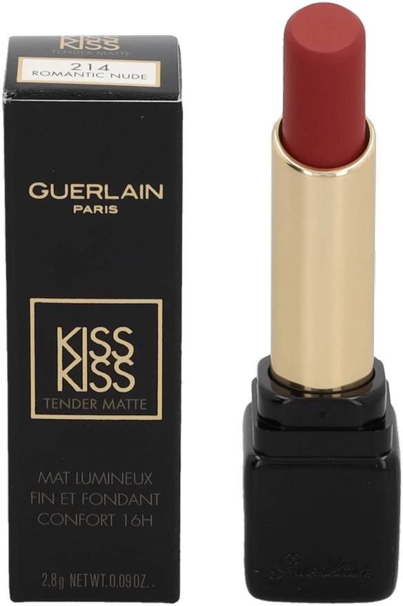 Guerlain Kiss Kiss Tender Matte Matiniai lūpų dažai, spalva - 214 Romantic Nude