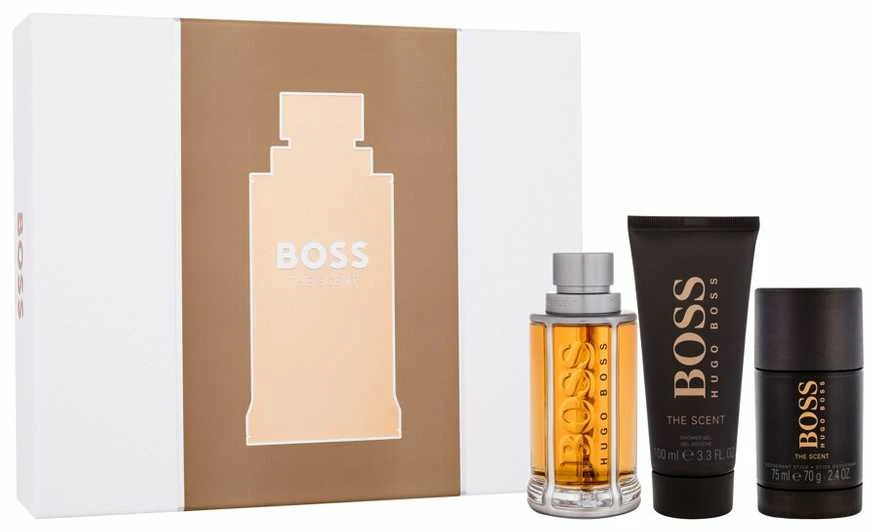 HUGO BOSS Boss The Scent rinkinys vyrams (EDT, 100 ml + dušo želė, 100 ml + dezodorantas, 75 ml)