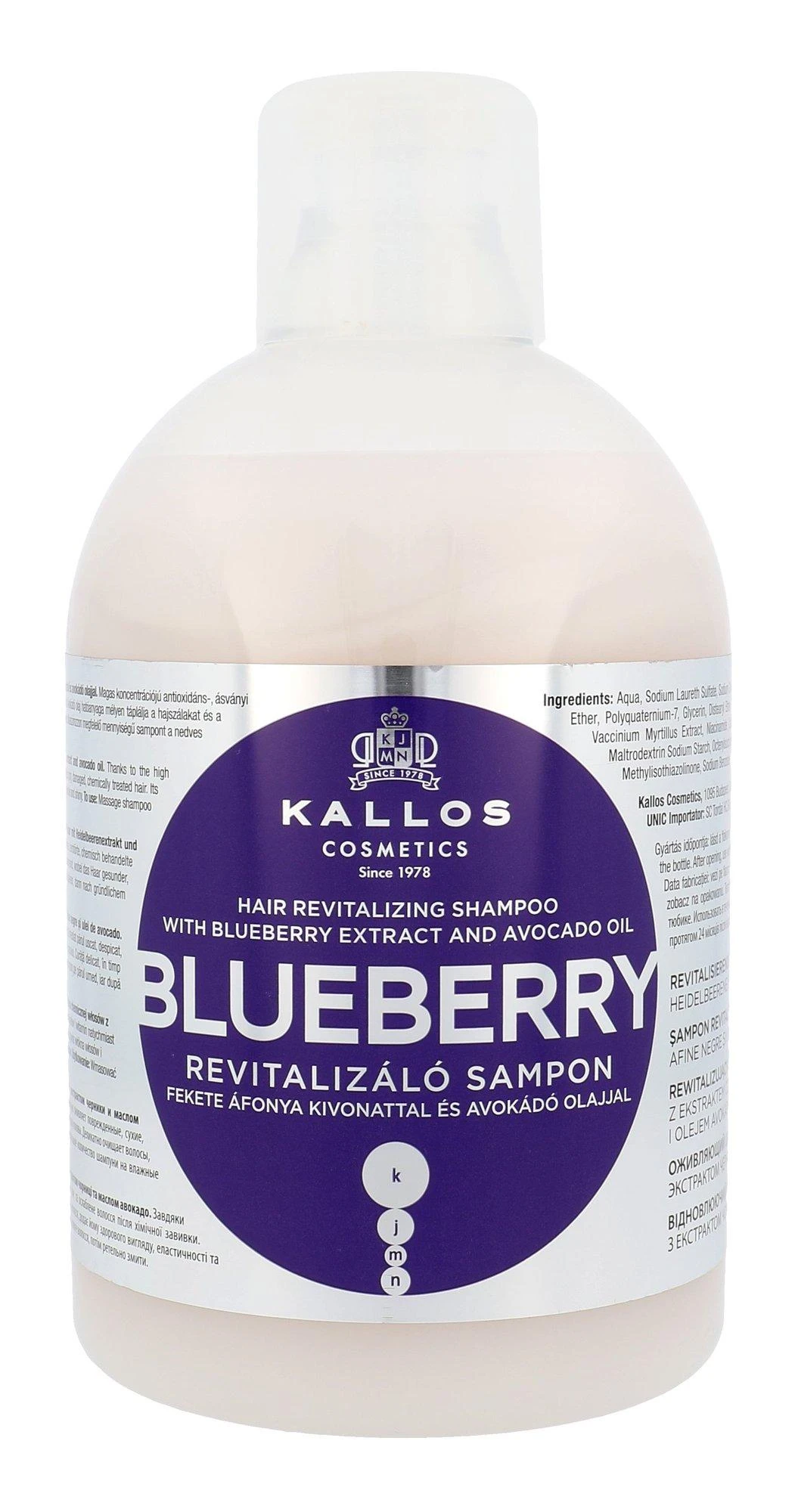 Atkuriamasis šampūnas sausiems ir chemiškai pažeistiems plaukams Kallos Blueberry 1000ml