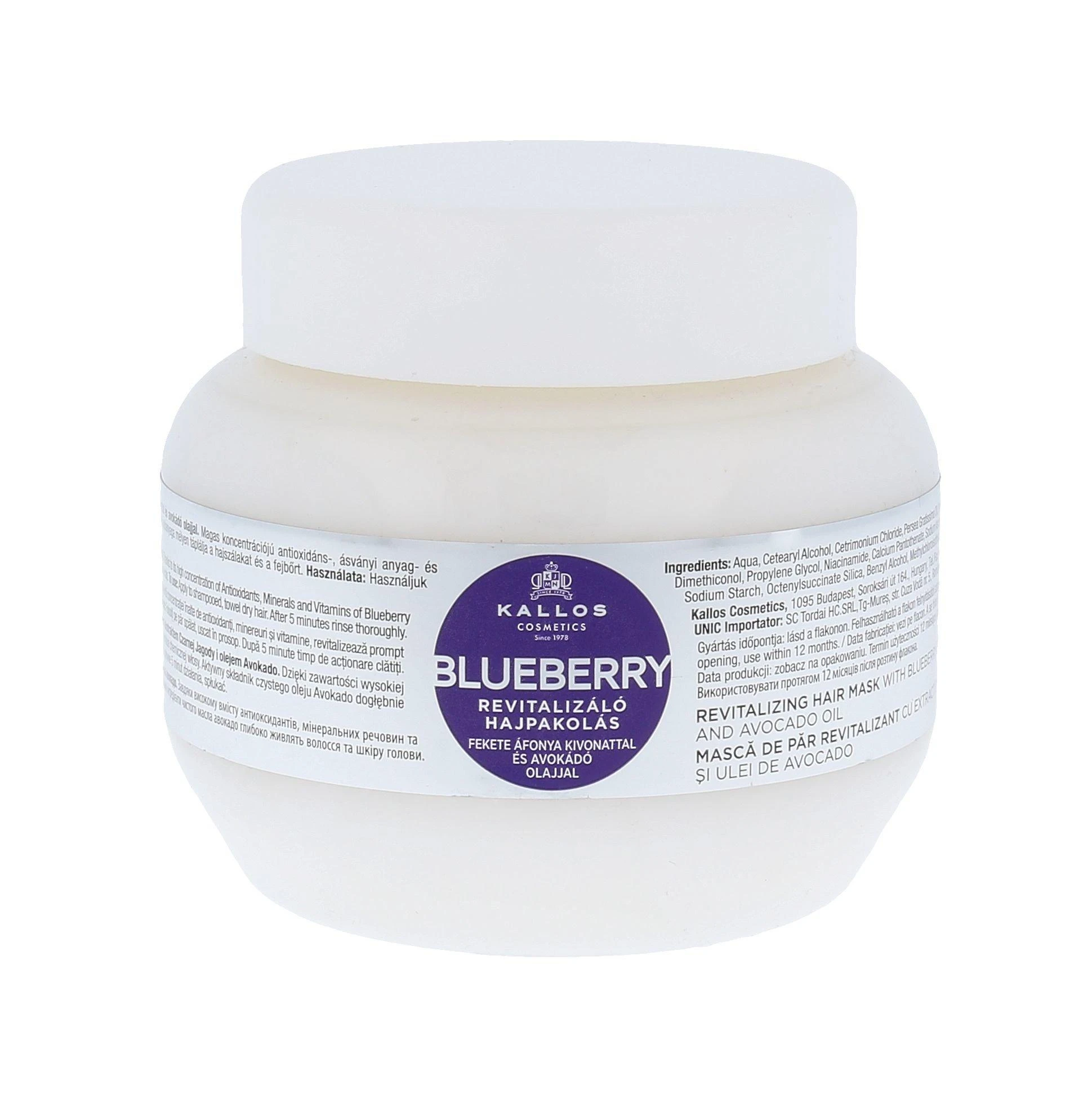 Kallos Cosmetics Blueberry Revitalizing Hair Mask atgaivinanti kaukė plaukams, 275 ml