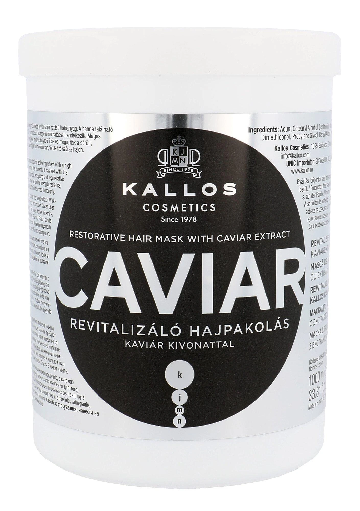 Atstatomoji plaukų kaukė su ikrų ekstraktu Kallos CAVIAR Hair Mask 1000ml