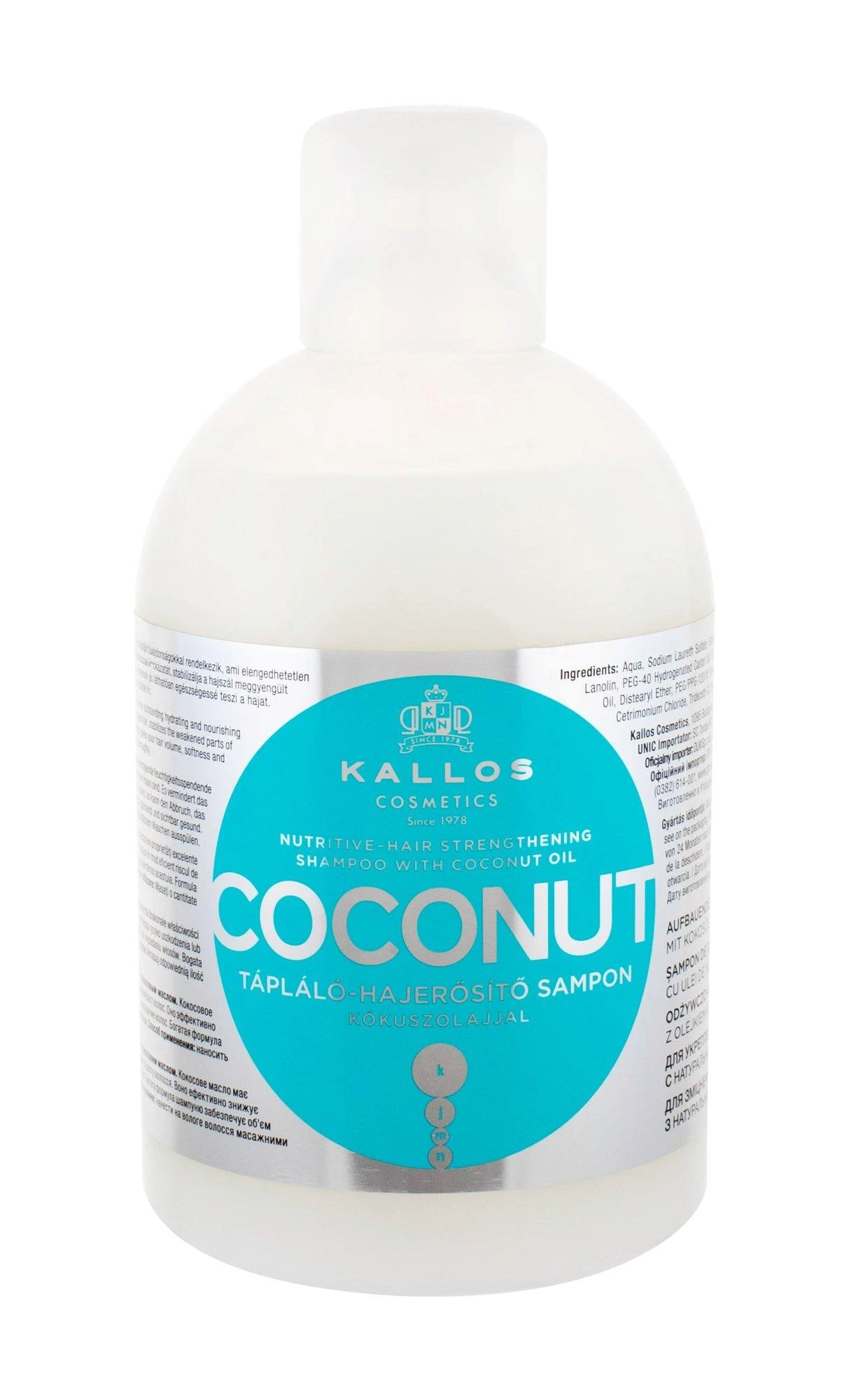 Kallos Cosmetics Coconut Šampūnas stiprinimasis plaukų šampūnas, 1000 ml