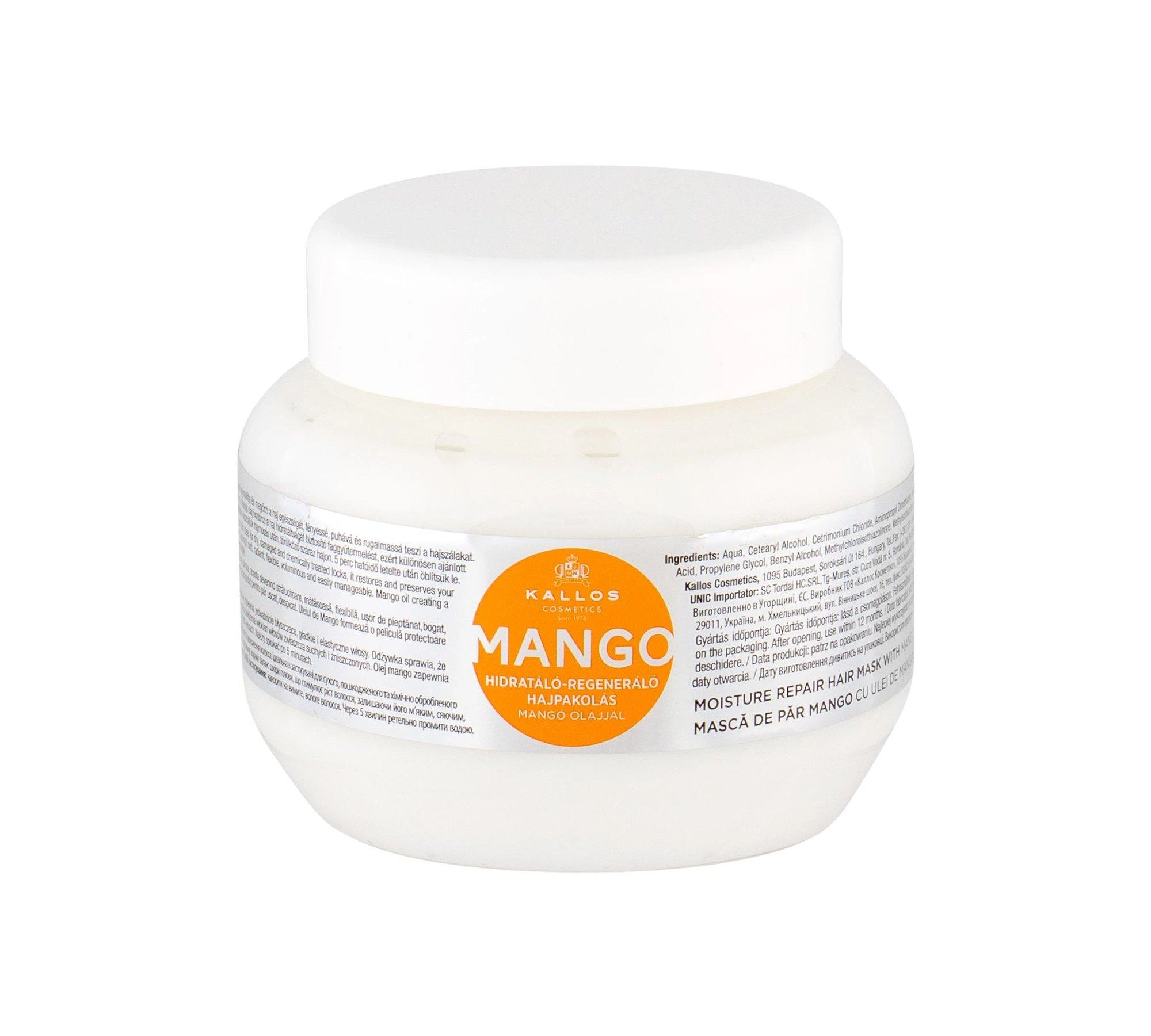 Plaukų kaukė sausiems plaukams su apelsinų aliejumi Kallos MANGO Moisture Repair Hair Mask 275 ml