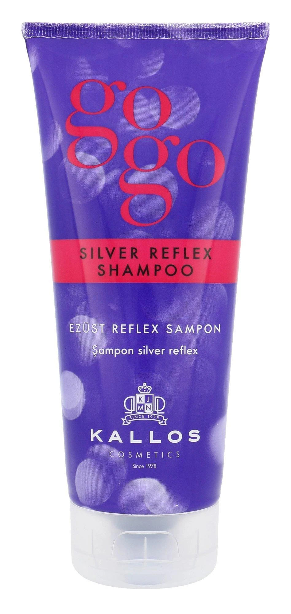 Kallos Cosmetics Gogo Sidabrinis Reflex Šampūnas spalvą saugantis šampūnas šviesiems plaukams, 200 ml