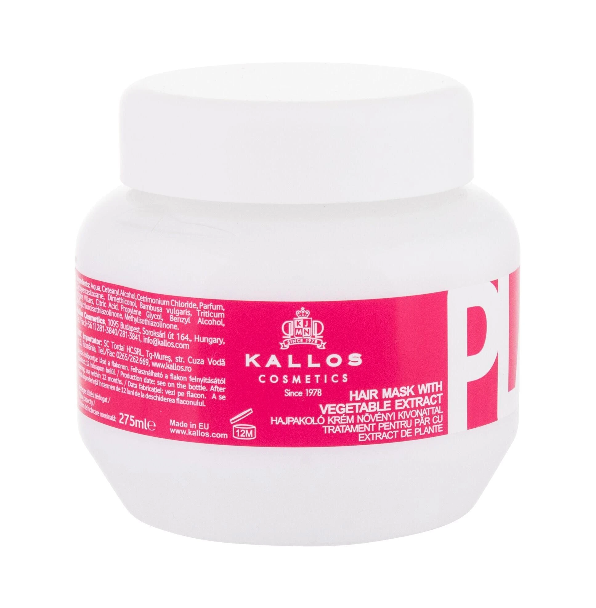 Kaukė sausiems pažeistiems plaukams Kallos Placenta Hair Mask 275ml