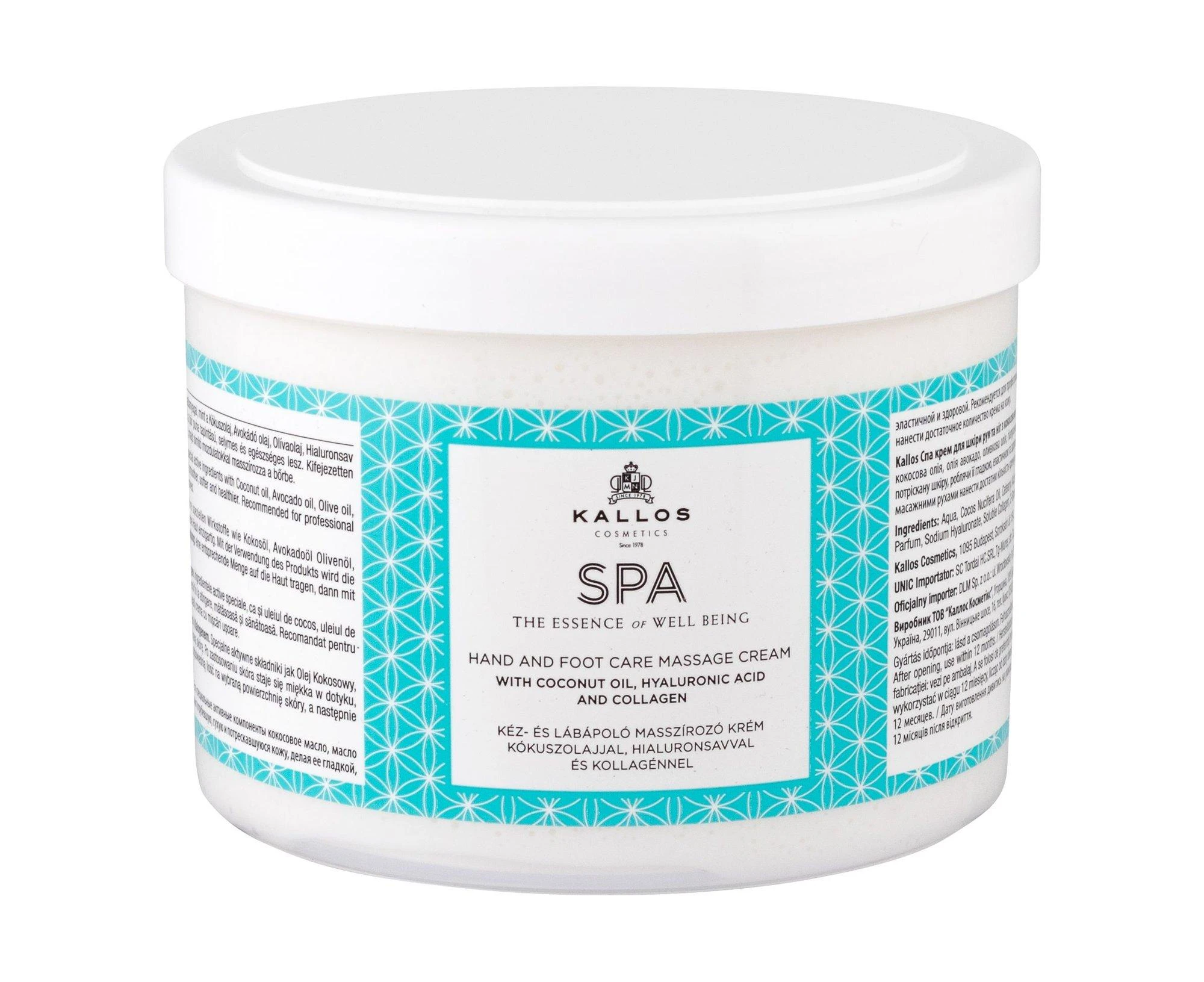 Rankų ir kojų masažinis kremas Kallos SPA Hand&amp;Foot Care Massage Kreminis 500 ml