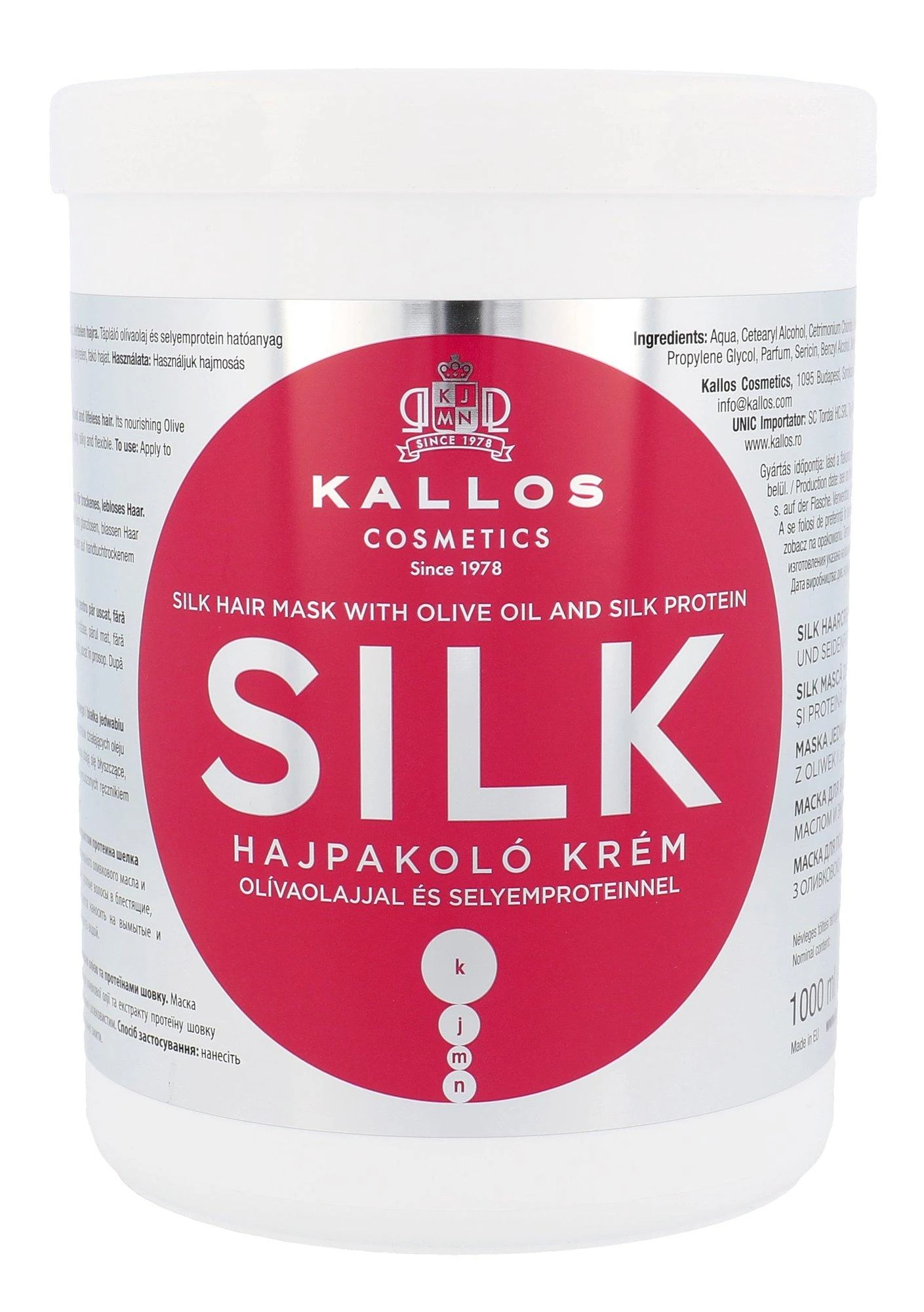Kaukė sausiems plaukams Kallos SILK Hair Mask 1000 ml