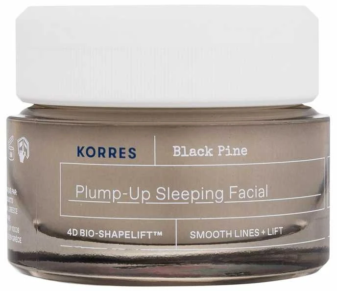 Korres Juodas Pine Plump-Up Sleeping Facial Night Skin Kreminis