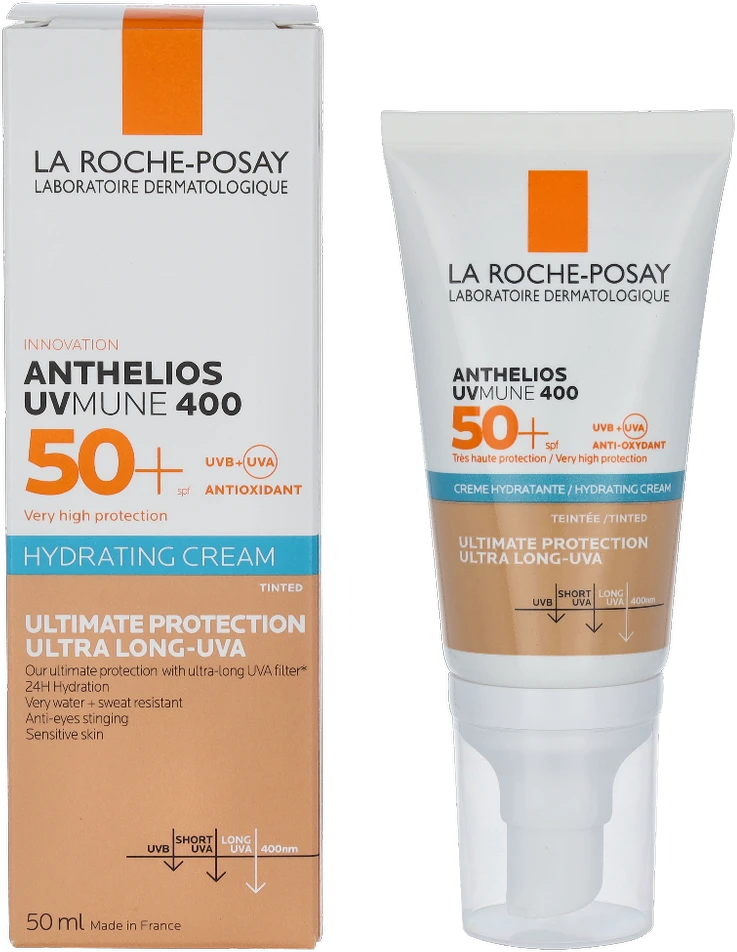 La Roche-Posay Anthelios UVMune 400 Hydrating Kreminis SPF 50+ apsauginis kremas nuo saulės jautriai veido odai, 50 ml
